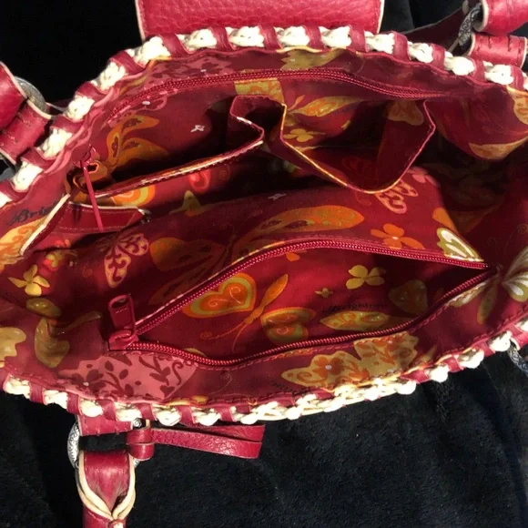 Brighton Red and Tan Woven Straw Bag - Picture 7 of 11